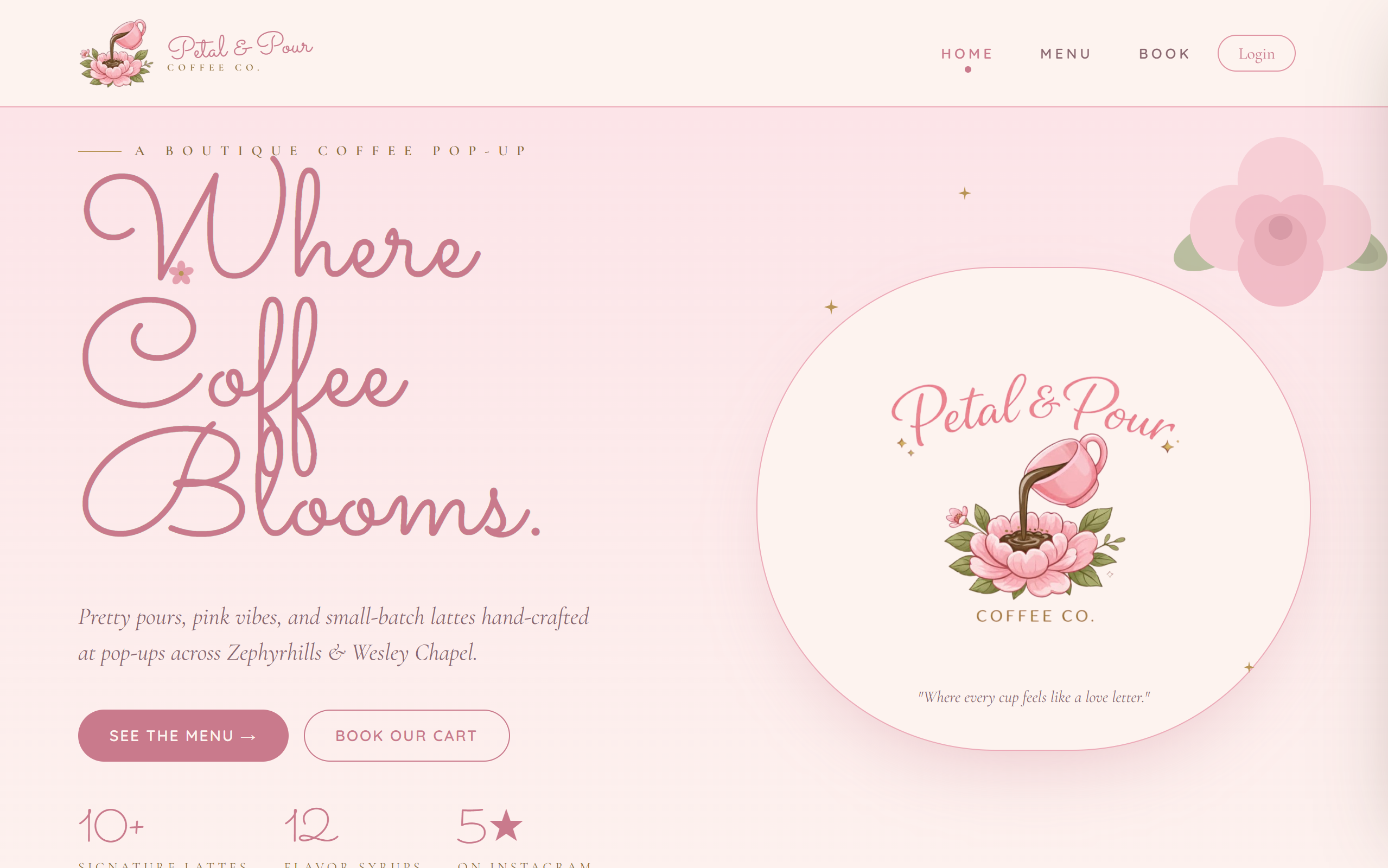Petal & Pour website screenshot